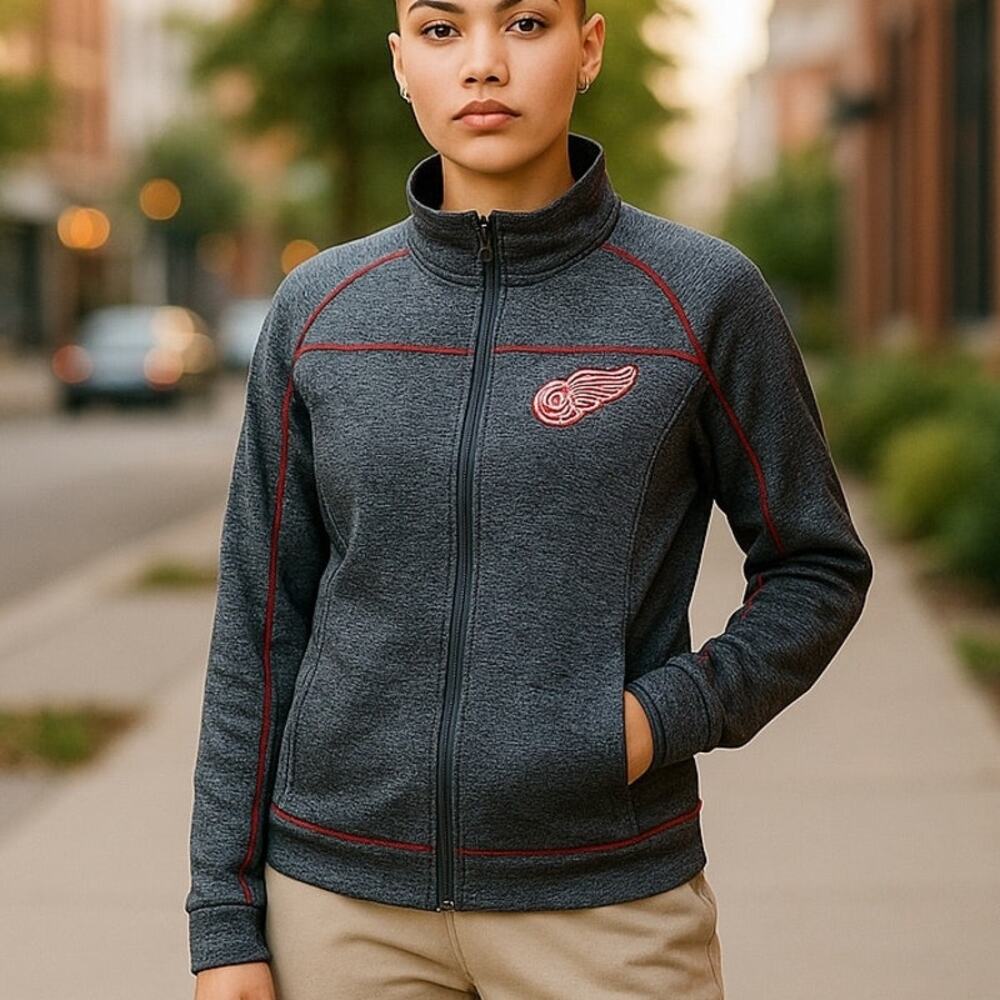 DETROIT RED WINGS Hockey Team Apparel Zip Up Jacket ~ Women's Size LARGE